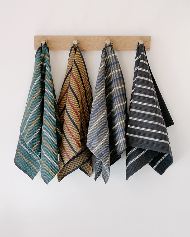 Mungo Slate Cotton Waffle Weave Tea Towel. Natural fibre homeware textiles designed, woven, made in South Africa