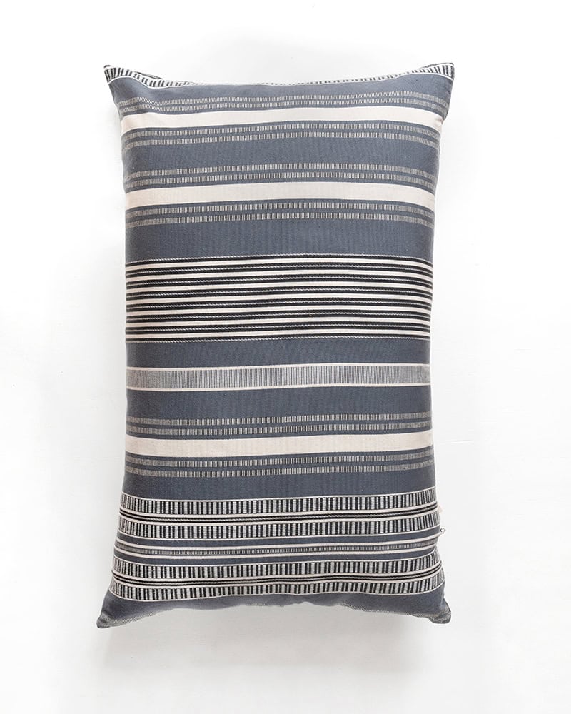 The Mungo Sahara Stripe Cushion Cover in Storm Cloud