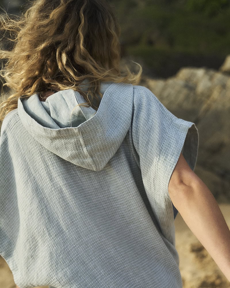 Back view of the The Phosphorus Linen Changing Towels woven by Mungo
