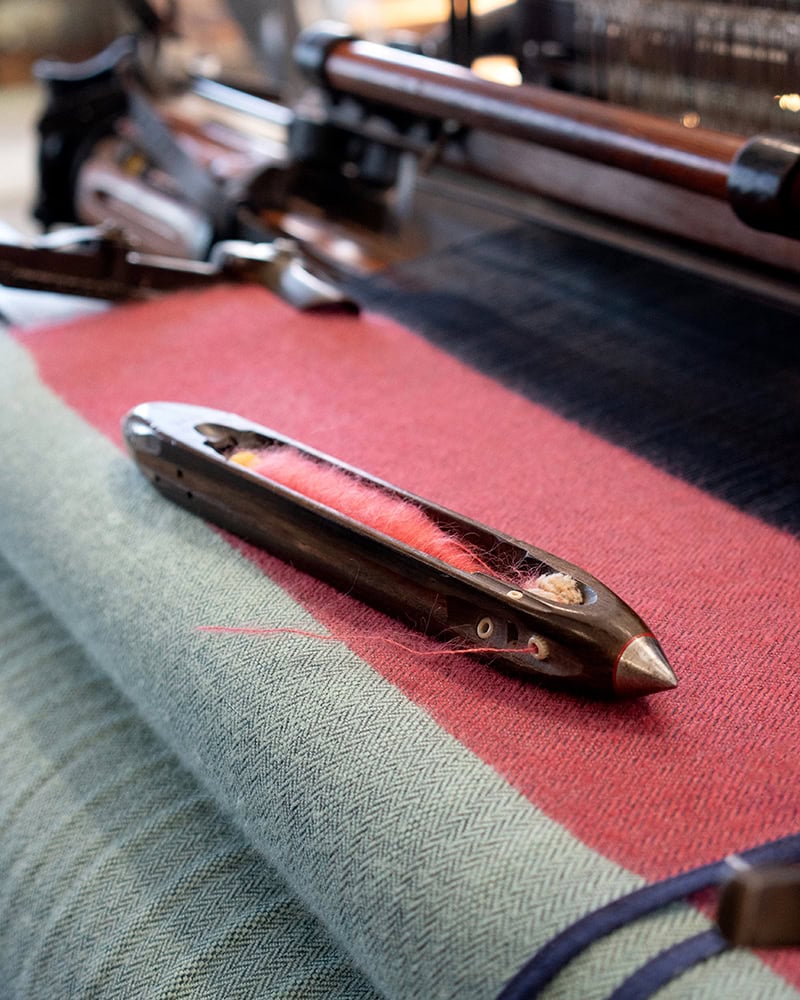 Weaving the Mos Wrap on the loom in the Mungo Mill.