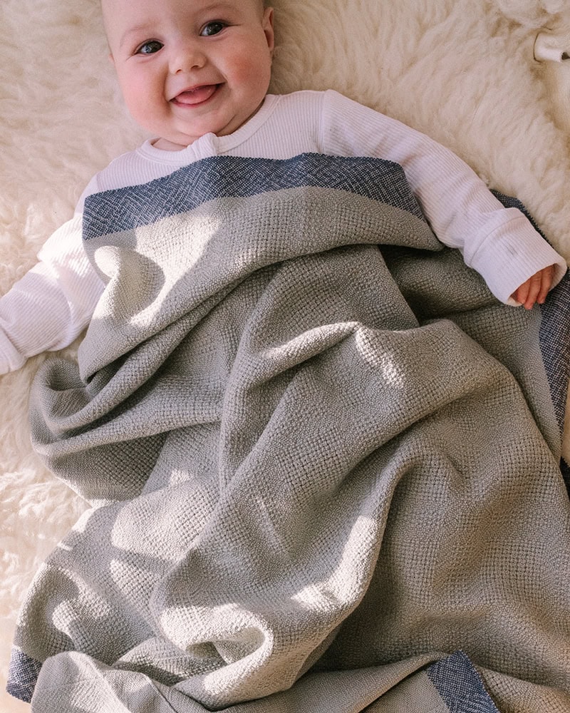 Mungo Wool Baby Blanket in the Cloudy Colourway