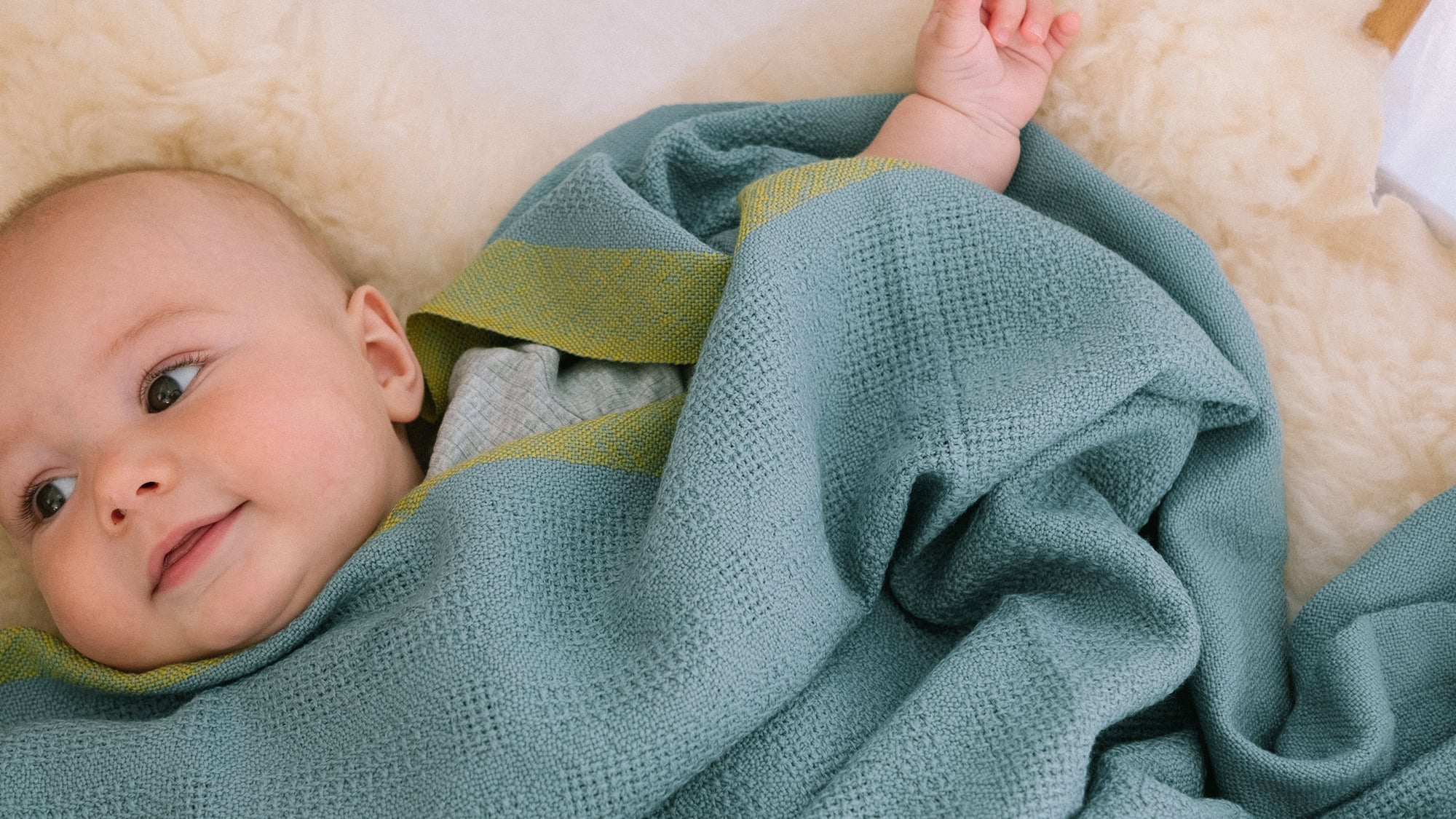 Mungo Wool Baby Blanket in the Skye Colourway